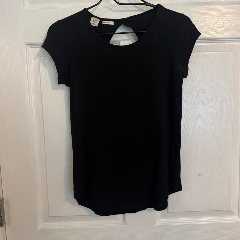 Max Studio Black Short Sleeve Tee